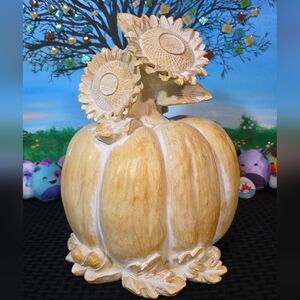 Ceramic Pumpkin with Sunflower Accents